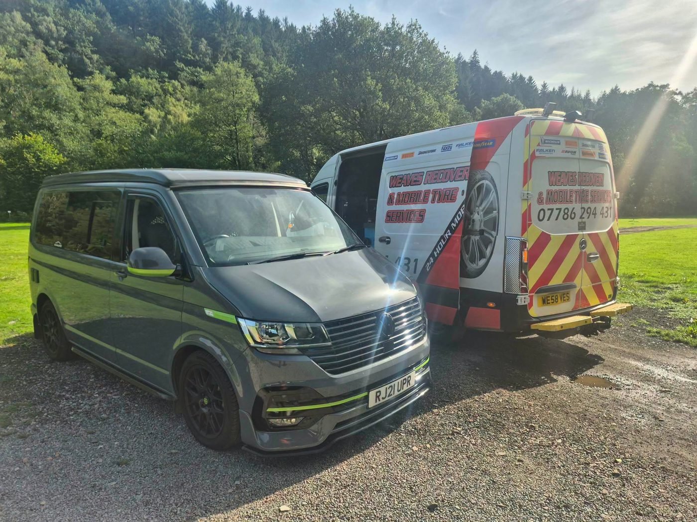 Weaves mobile tyre van on a call-out in the South Wales countryside